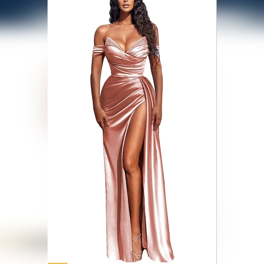 Rose Gold pink satin gown